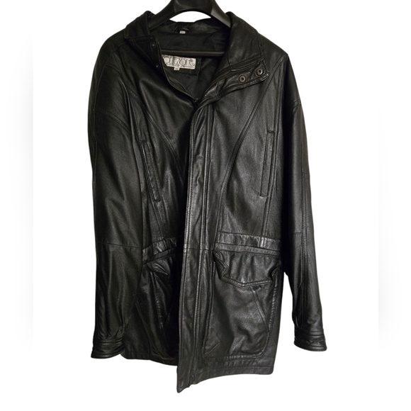 Vintage Collezione sa Men's Black Leather Jacket Medium - Picture 1 of 11